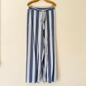 Summersalt NWT Beach Pants Wide Leg Striped Blue Slit Front Resort Size Medium
